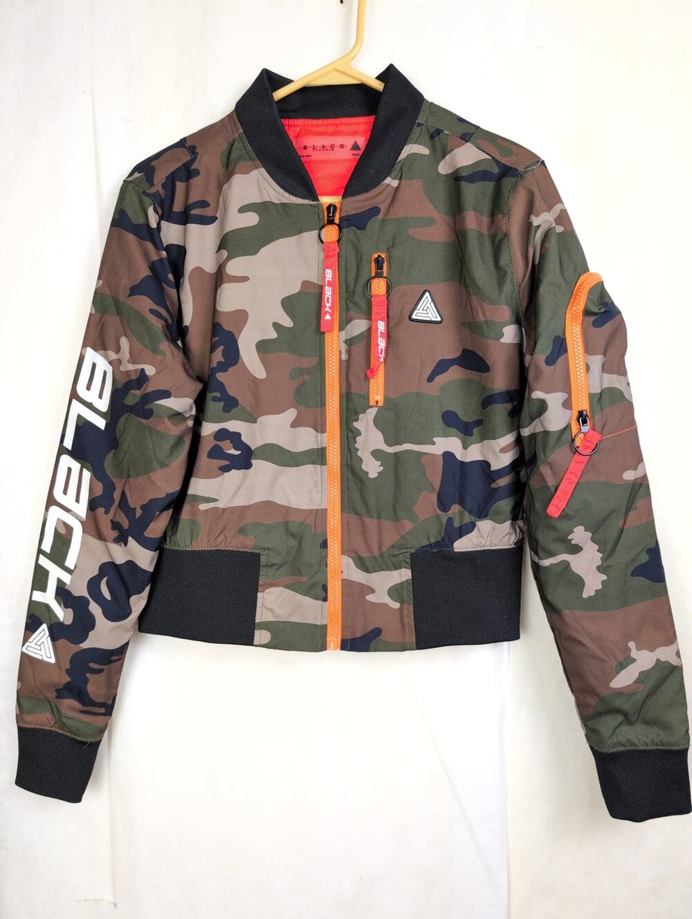 Black Pyramid by Chris Brown camo bomber jacket Sm Nylon Utility Streetwear Y2K